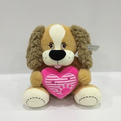 Plush Two Color Dog with Heart