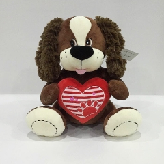 Plush Two Color Dog with Heart