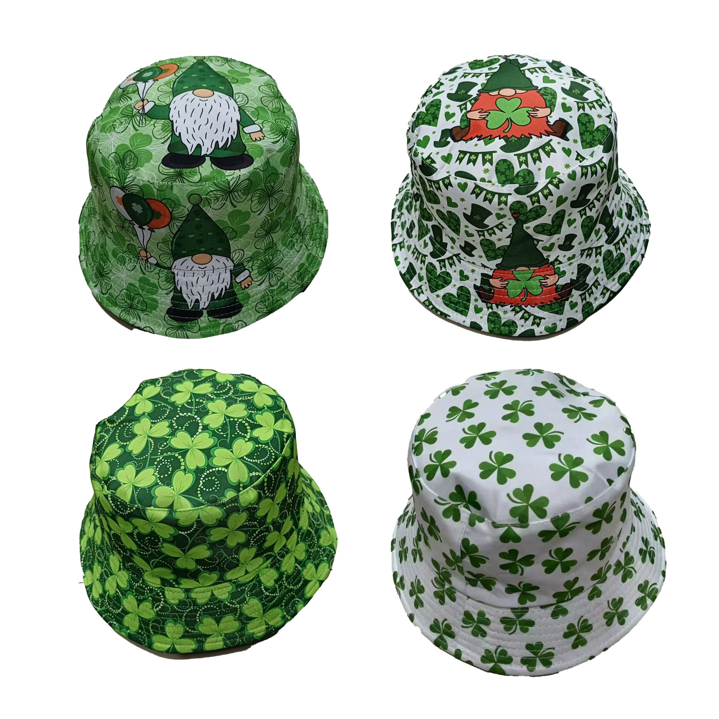 St. Patrick’s Day Themed Bucket Hats (Gnome & Clover Prints)