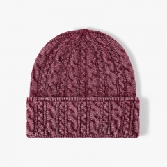 Textured Cable-Knit Beanie (Multi-Neutral Hues)