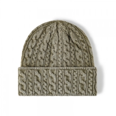 Textured Cable-Knit Beanie (Multi-Neutral Hues)
