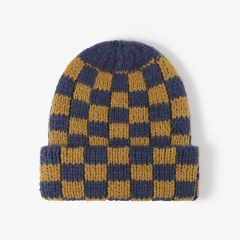 Checkered Knit Beanie