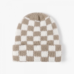 Checkered Knit Beanie
