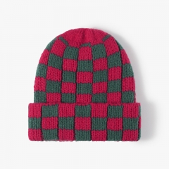 Checkered Knit Beanie