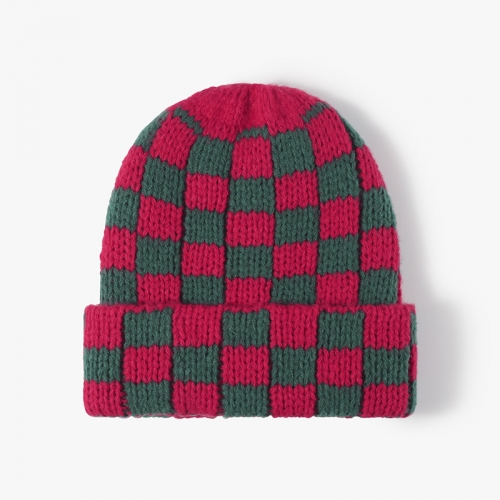 Checkered Knit Beanie