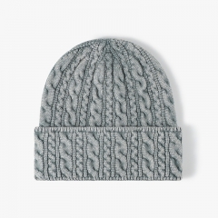 Textured Cable-Knit Beanie (Multi-Neutral Hues)
