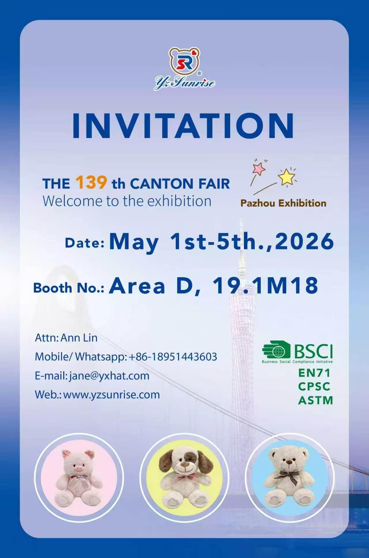 PLUSH TOYS CANTON FAIR