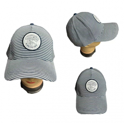 Coastal Vibes Striped Surfing Baseball Cap